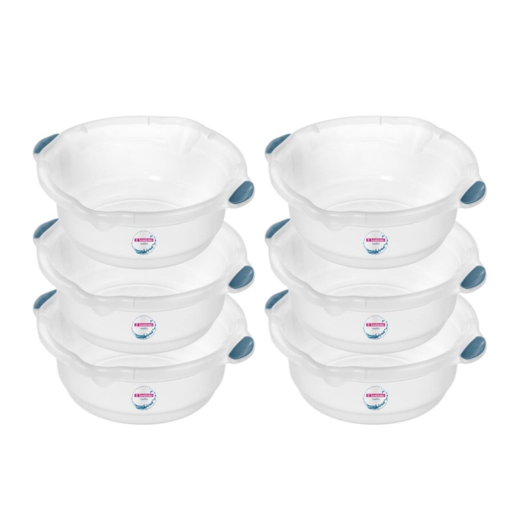Kit Bacia Plástica Transparente 14L Sanremo 6 Unidades