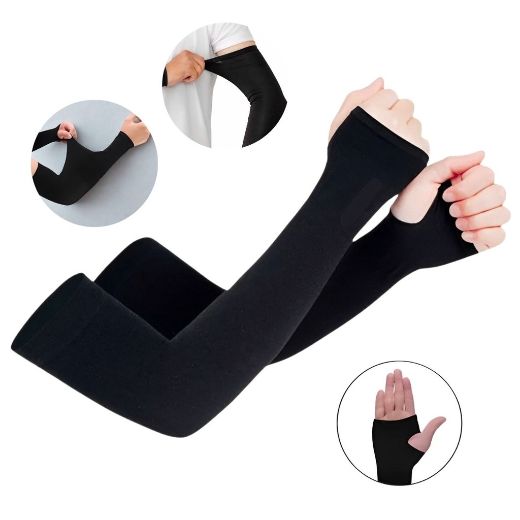 Manguito Proteção Solar UV50+ Par Manga Longa Esportivo Mangote Vôlei Cobertura da Mão Unissex em Oferta na Shopee