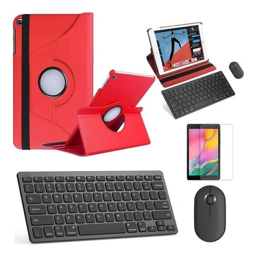 Kit Capa 360 Verm Teclado/mouse/pel Galaxy Tab A T510/t515