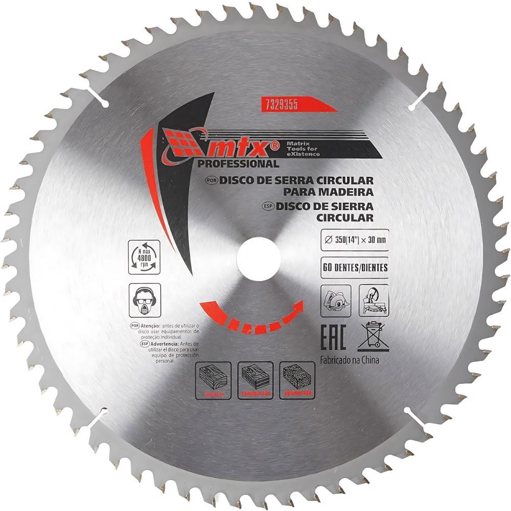 Disco de Serra Circular Widea 14 POL X 30 mm 60 Dentes MTX em Oferta na Shopee