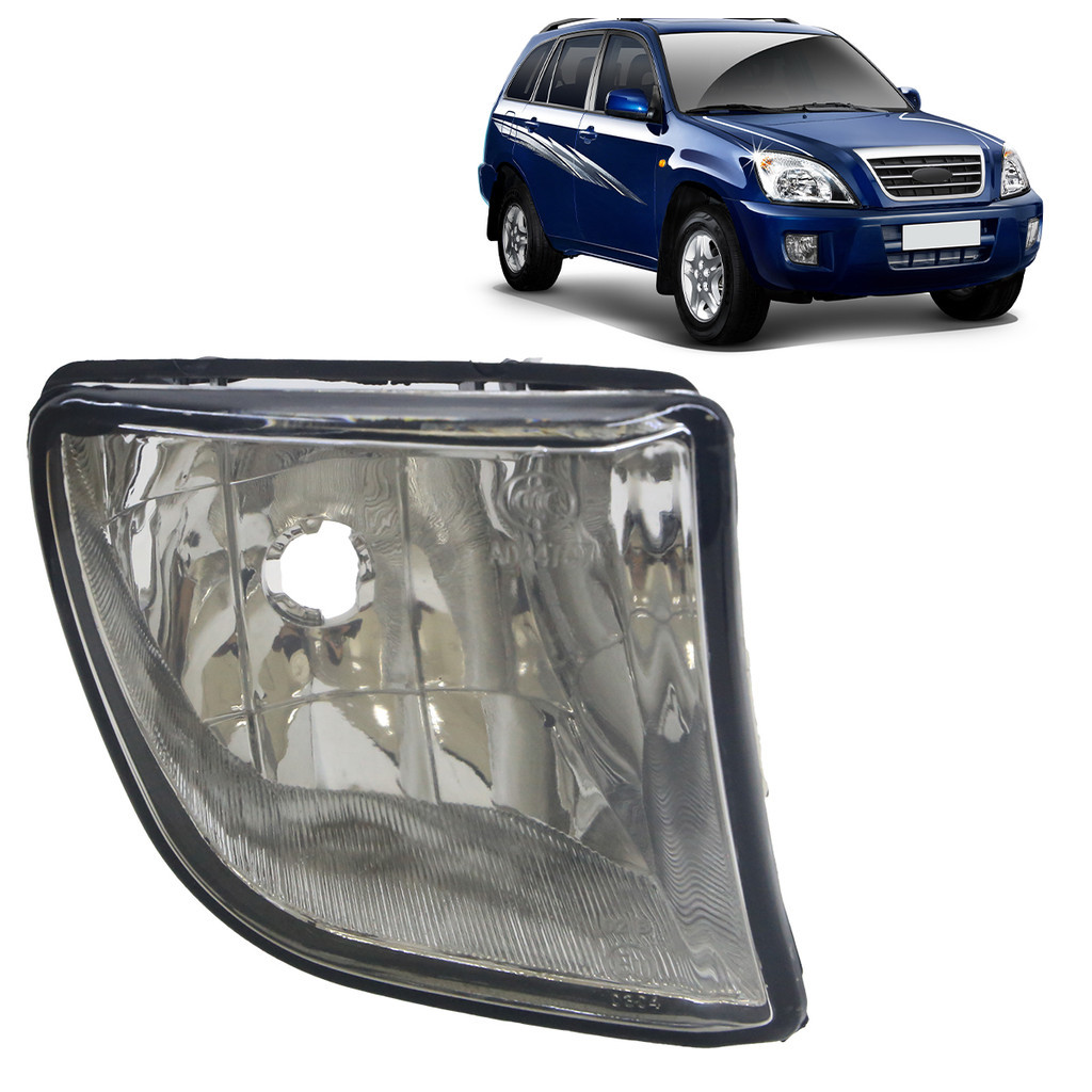Farol Milha Tiggo 2010 2011 2012 2013 Com Suporte Encaixe H8 Carcaça Cromada Lente Lisa Vidro - Spare Parts and Accessories for Vehicles