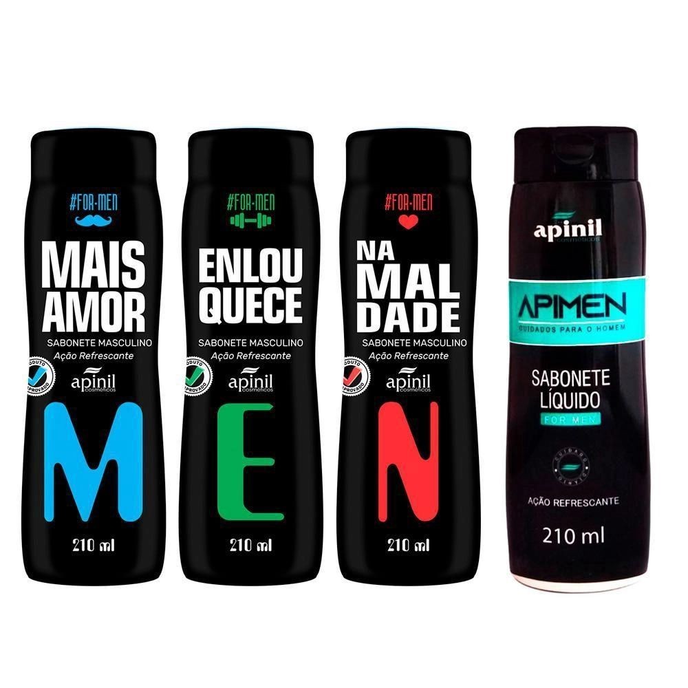 Kit c/ 4 Sabonetes Intimo Masculino Refrescante 200ml lI Apinil em Oferta na Shopee