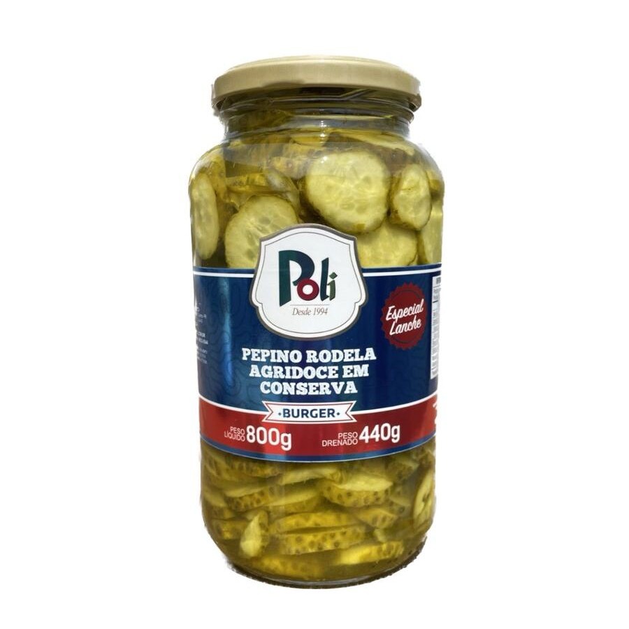 Pepino em Rodelas Agridoce em Conserva Poli 440g