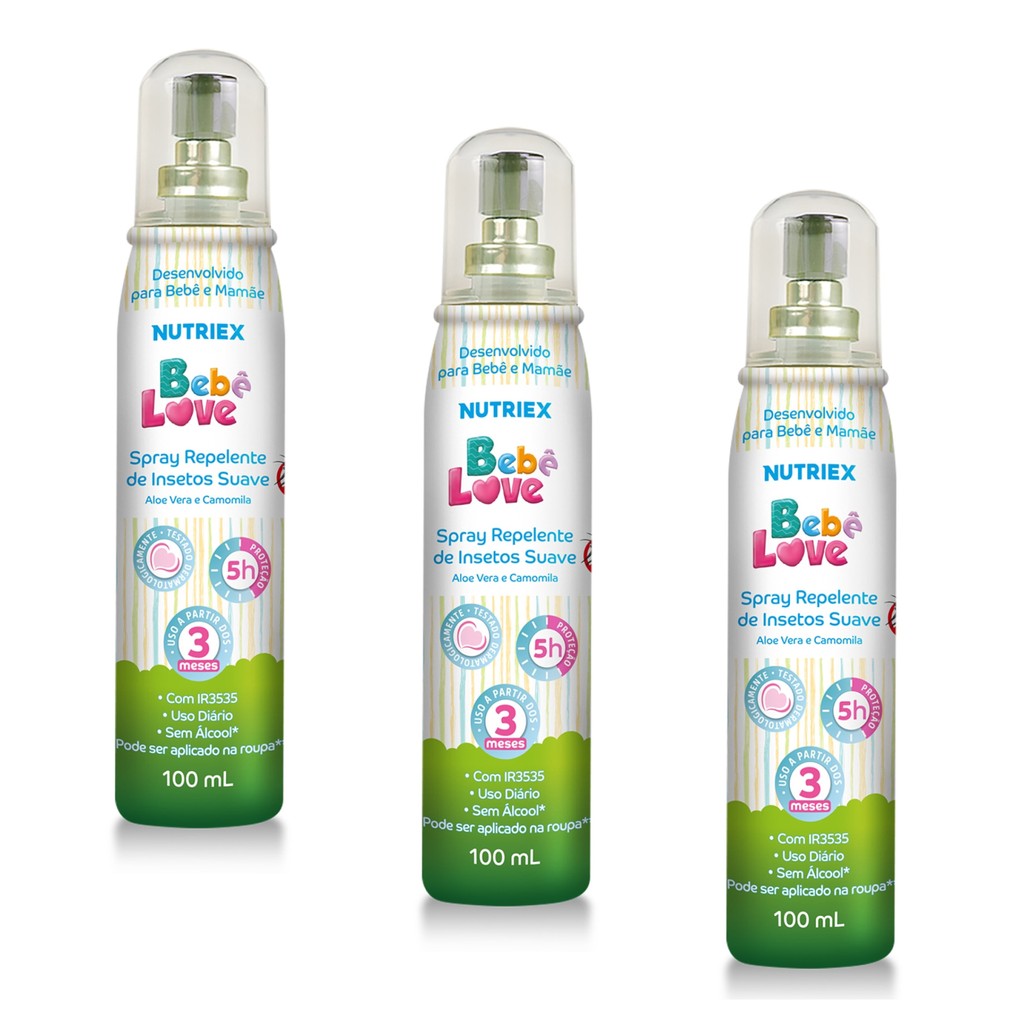 Kit 3 Repelente Para Bebê Love Spray 100ml - Nutriex