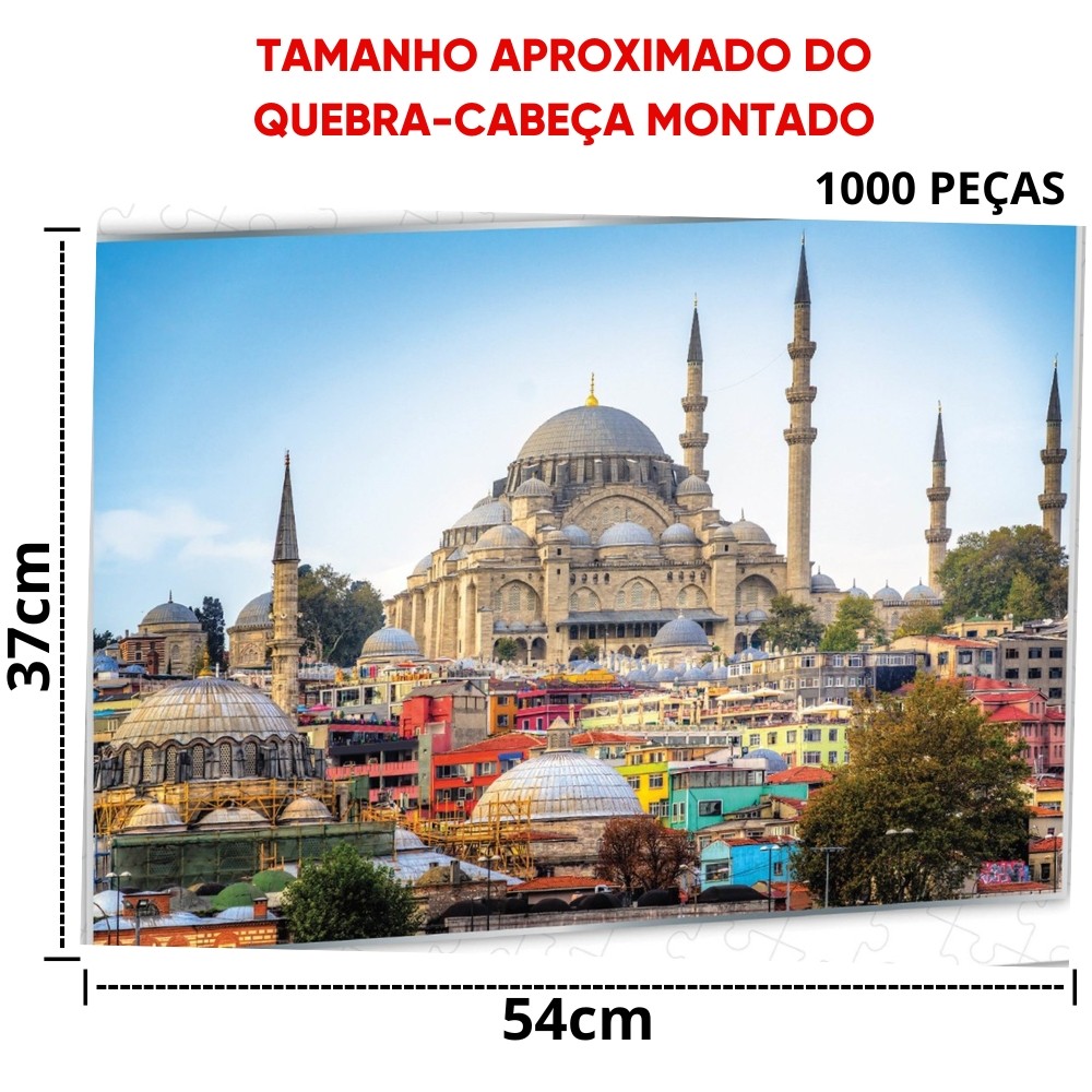 QUEBRA CABEÇA ISTAMBUL 500 PEÇAS PAIS E FILHOS PUZZLE PAISAGEM PONTO TURÍSTICO TURQUIA MESQUITA AZUL · foto 2