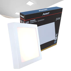 Painel Plafon Led Alu 24w 3000k Sob. Quadrado 110v/220v 30cm Avant