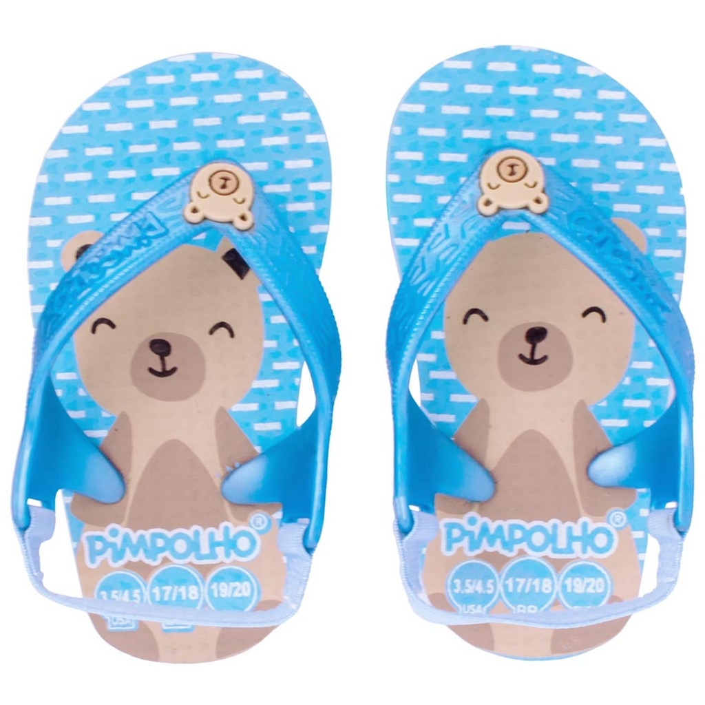 Chinelo Sandália Infantil Praia Azul Urso Menino