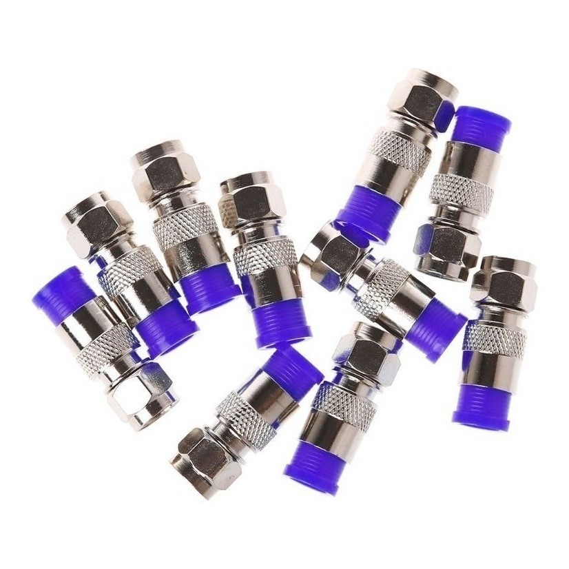 Kit 10 Conector Compressão Pressão Alta Qualidade Rg 6 Cabos Coaxiais Rg6 Facil Climpagem