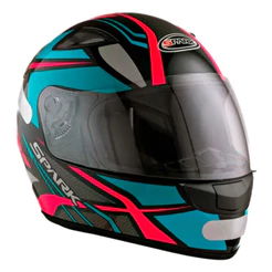 Capacete Moto Fechado Spark Spider Viseira Cristal Preto com Azul Tiffany Inmetro - EBF
