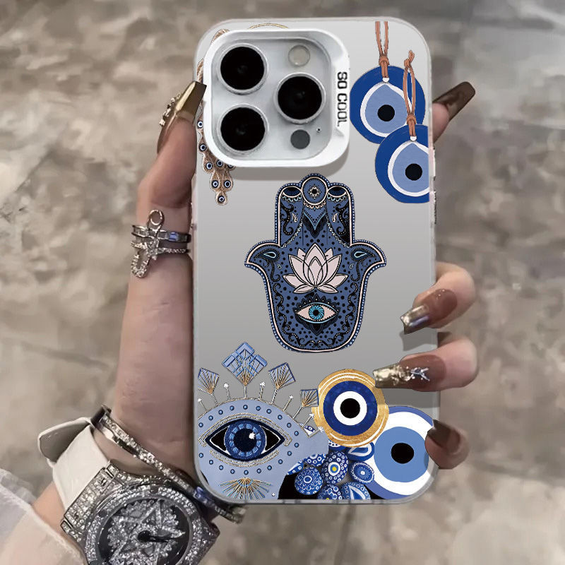 Capinha iphone 17 17Pro 17ProMax Air 11/12/13/14/15/16 Pro max,Capa de prateada colorida,olho grego em Oferta na Shopee