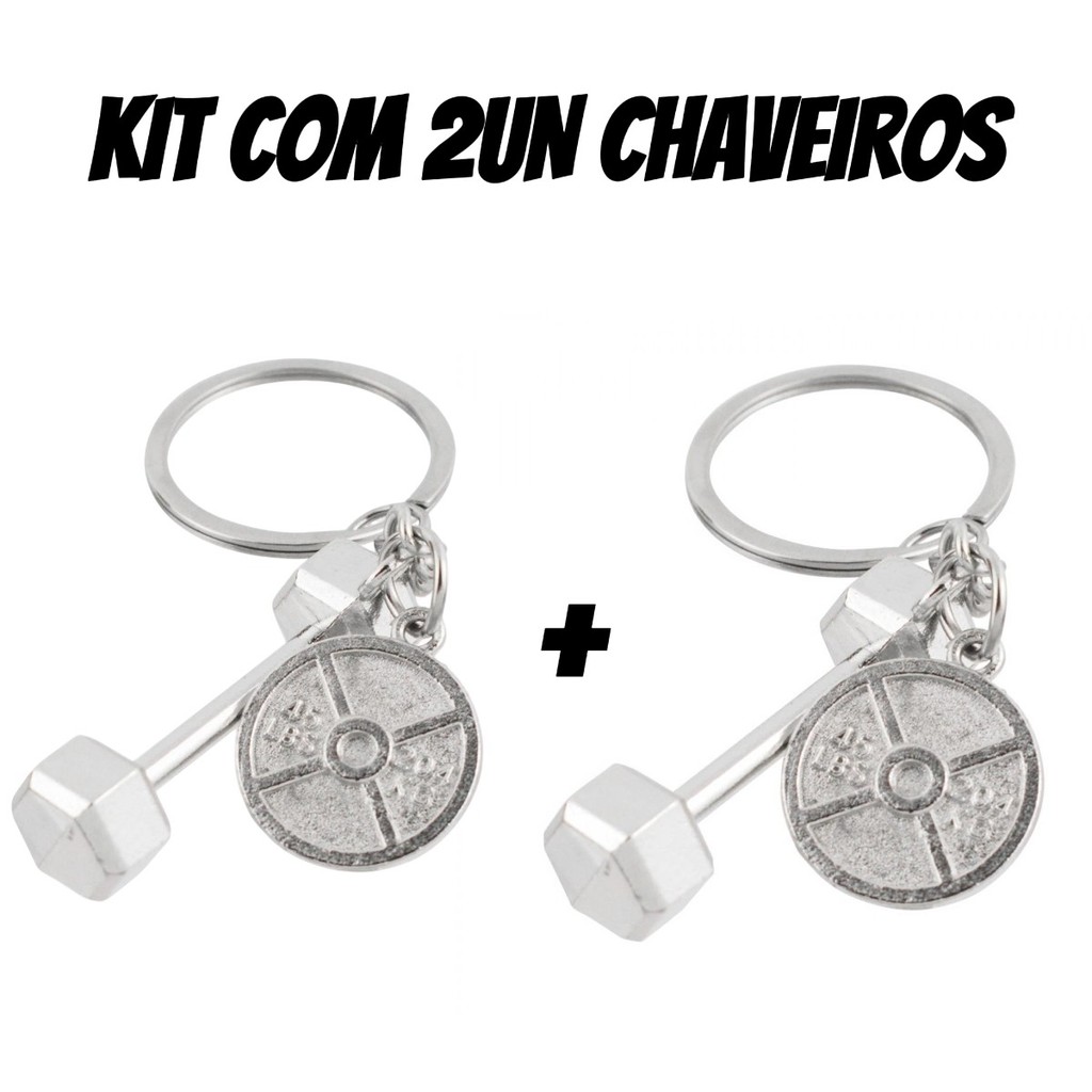 ZF-023-M |Kit C/2un Chaveiro Haltere Anilha Peso Academia Fit Casal Treino 4cm