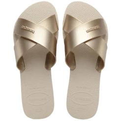 Rasteira Havaianas Aqua Metálica Feminina - Bege
