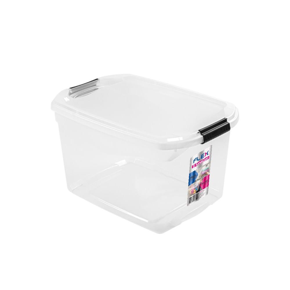 Caixa Organizadora Plástica Transparente 29L Flex Sanremo em Oferta na Shopee