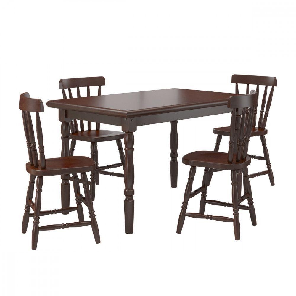 Mesa De Jantar Com 4 Cadeiras Madeira Castanho Piratini Castanho em Oferta na Shopee