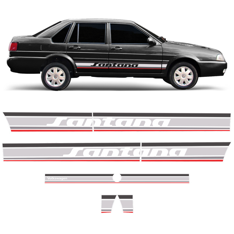 Faixa Lateral Santana 1991 Ate 2006 + Adesivo Traseiro Prata em Oferta na Shopee