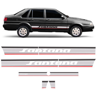 Faixa Lateral Santana 1991 Ate 2006 + Adesivo Traseiro Prata em Oferta na Shopee