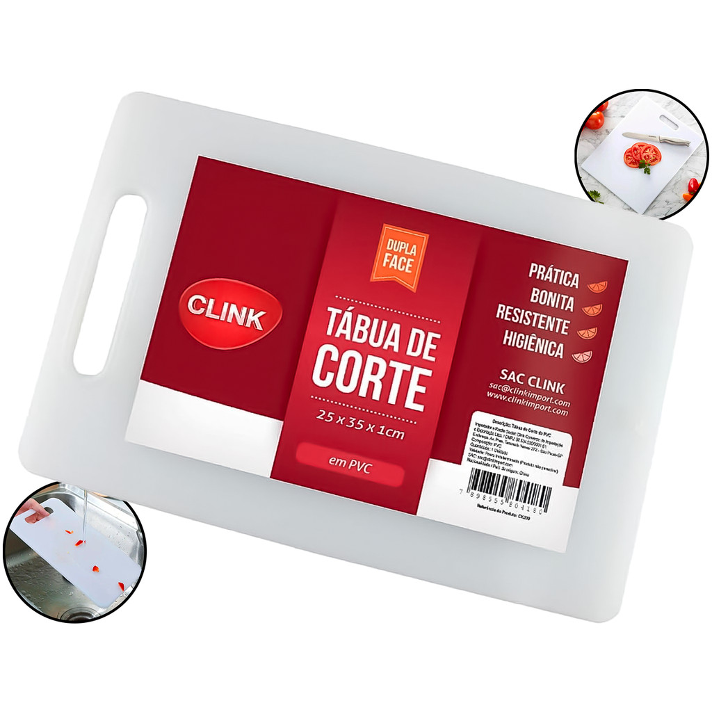 Tábua De Corte Plástica Com Alça Para Legumes Frutas Carnes Churrasco Multiuso 25cm x 35cm Clink em Oferta na Shopee