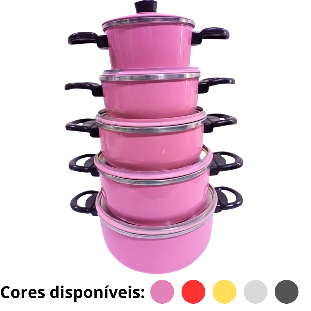 Jogo de Panelas Blogueira Conjunto 5 Peças Alumínio Pintado Caçarolas Retas (14 a 22) Monte Cristo Alumínio Diversas Cor em Oferta na Shopee