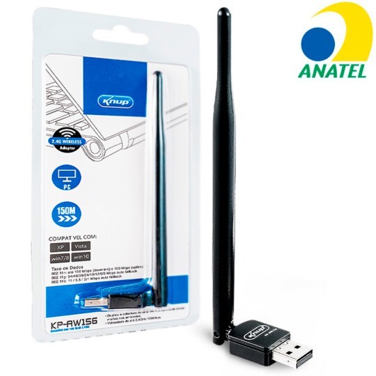 Adaptador Receptor Wifi Usb Wireless Notebook Pc Internet Knup KP-Aw156