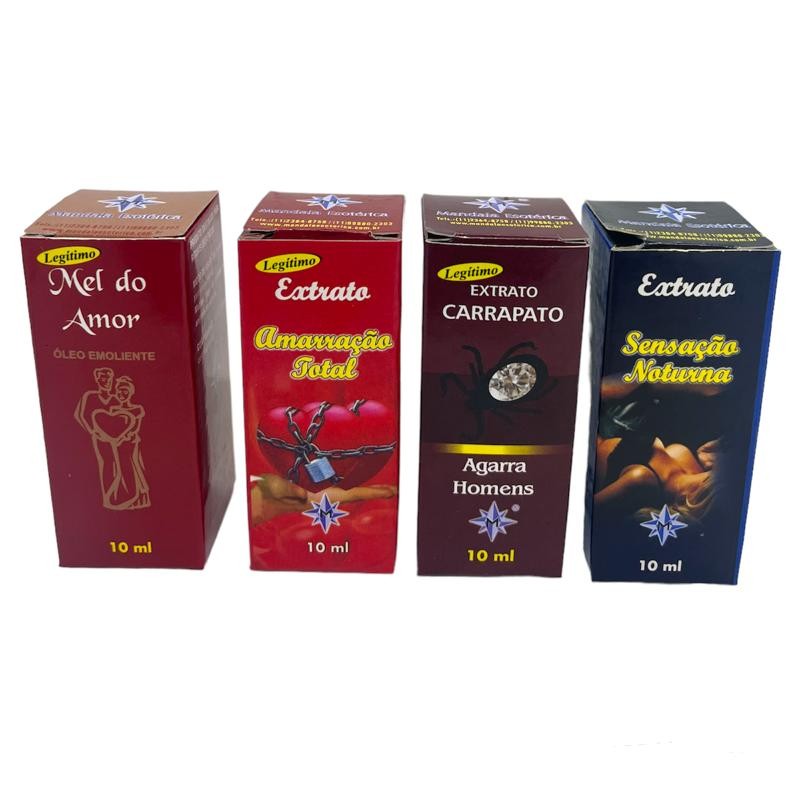 Kit C/ 4 Legítimo Óleo Corporal Extrato Atração Total 10 ml