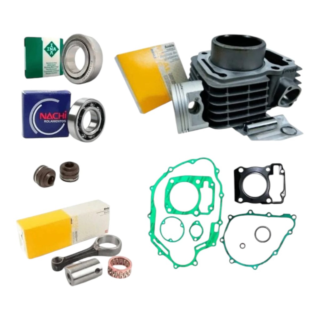 Kit Cilindro Cg 125i Fan 2009 Até 2017 Completo Biela Juntas rolamento virabrequim