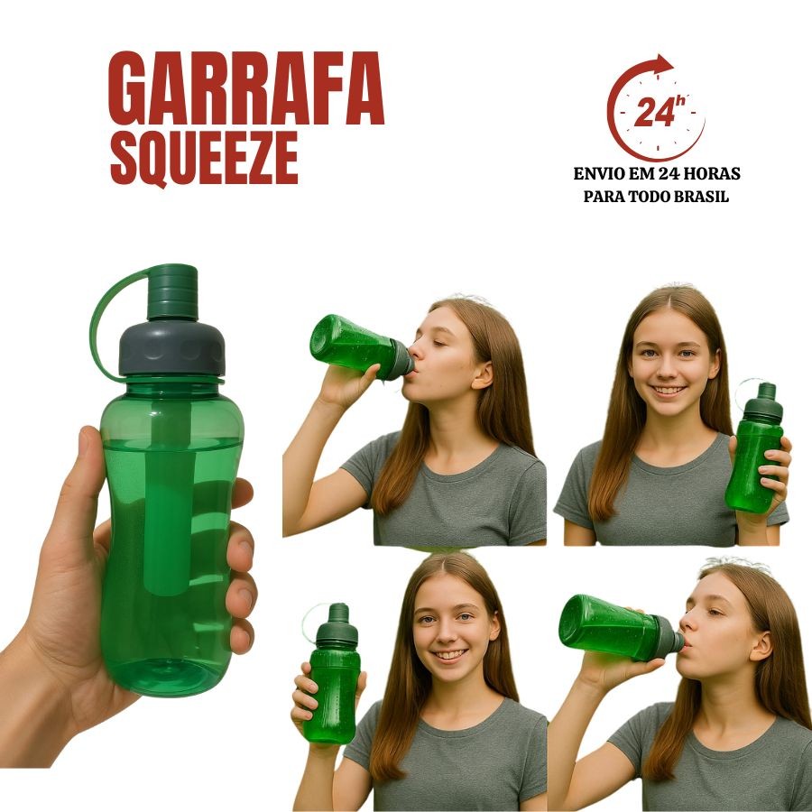 Squeeze Garrafinha de Água Plástico Tubo Gelo Térmica Garrafa água 800ml Garrafinha Escola Crianças