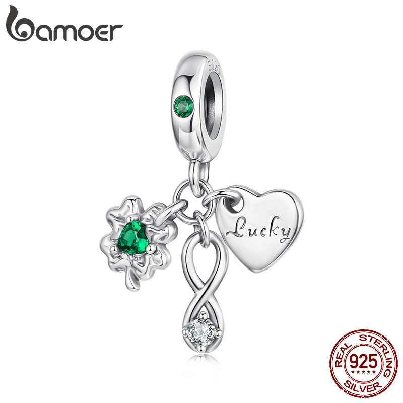 Bamoer 925 Prata Esterlina Charme Trevo De Quatro Folhas Pingente DIY Para Pulseira Presentes em Oferta na Shopee