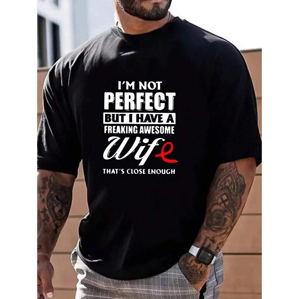 Camiseta masculina estampada com letras de verão, gola redonda solta