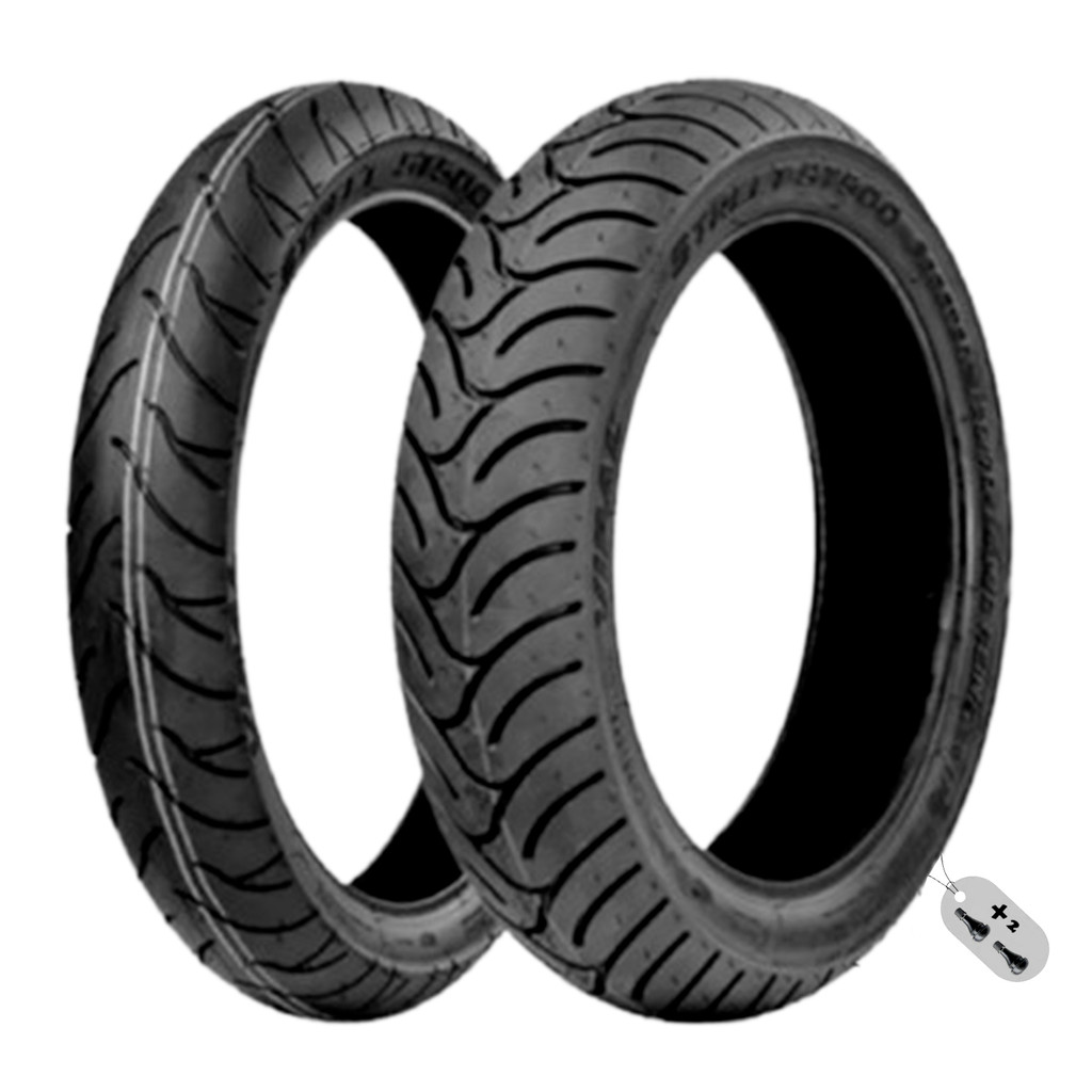 Kit Par Pneus Moto Vipal ST500 130/70-17 Traseiro + 110/70-17 Dianteiro Uso Sem Câmara + 2 VALVULAS PNEU S/C TR-412