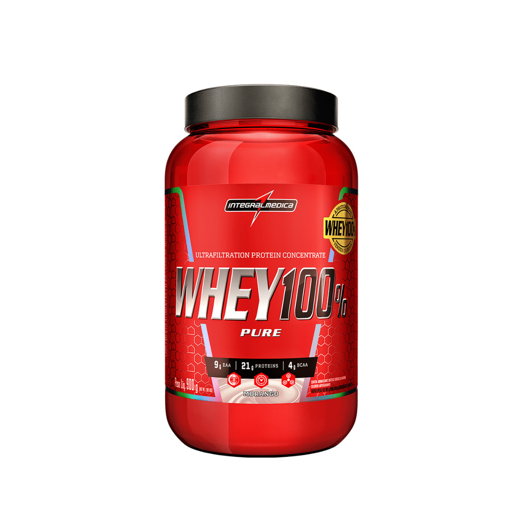 Whey Protein Concentrado 100% Morango 900g Integralmedica