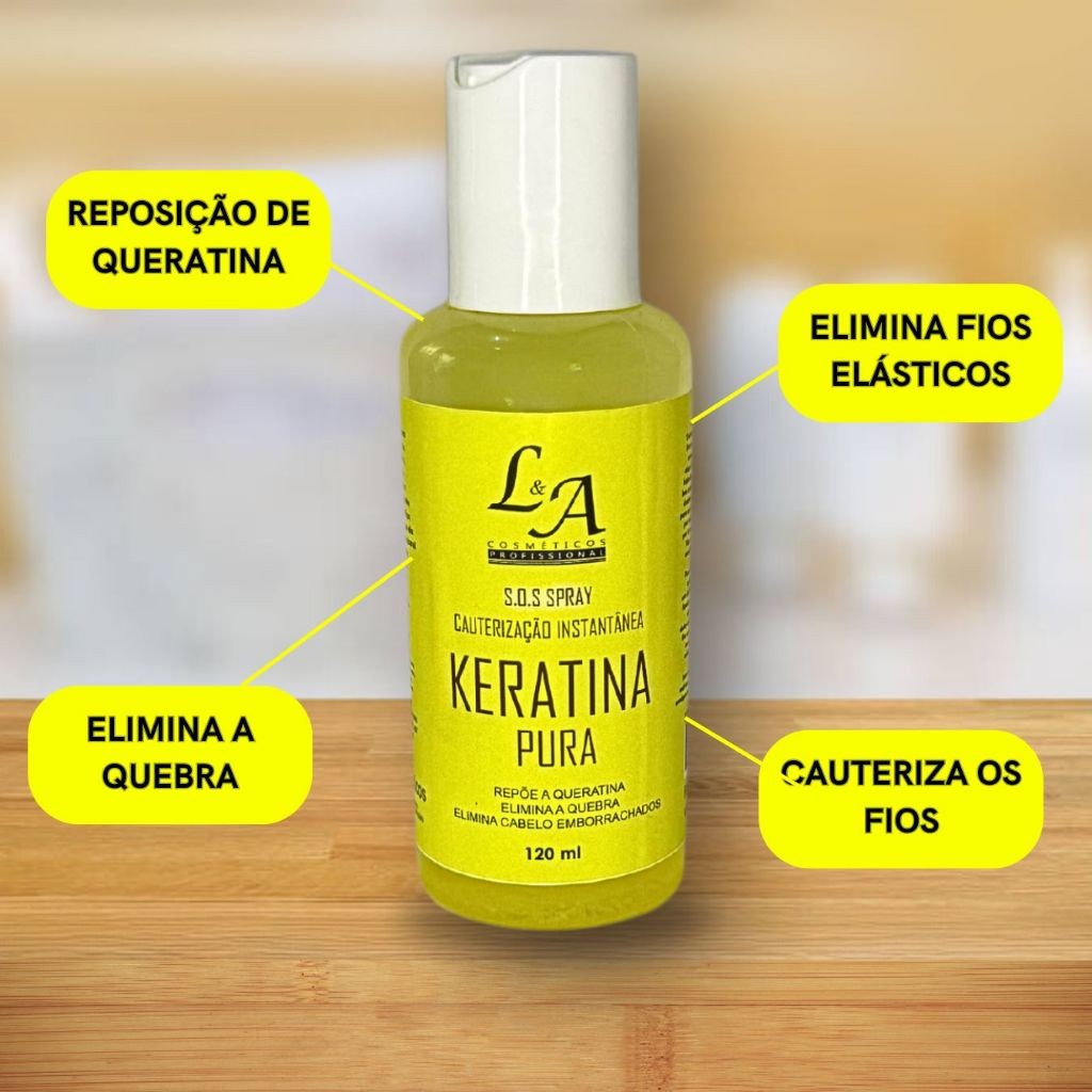 Keratina Liquida Pura Hidrolisada Reparação e Reconstrução Intensa e Extra Brilho Queratina  120ML