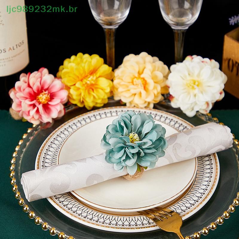 [MYBR] 6 Peças Porta-Guardanapos De Flores Anéis De Guardanapo Florais Artificiais Artesanato Decoração De Mesa Para Cas em Oferta na Shopee