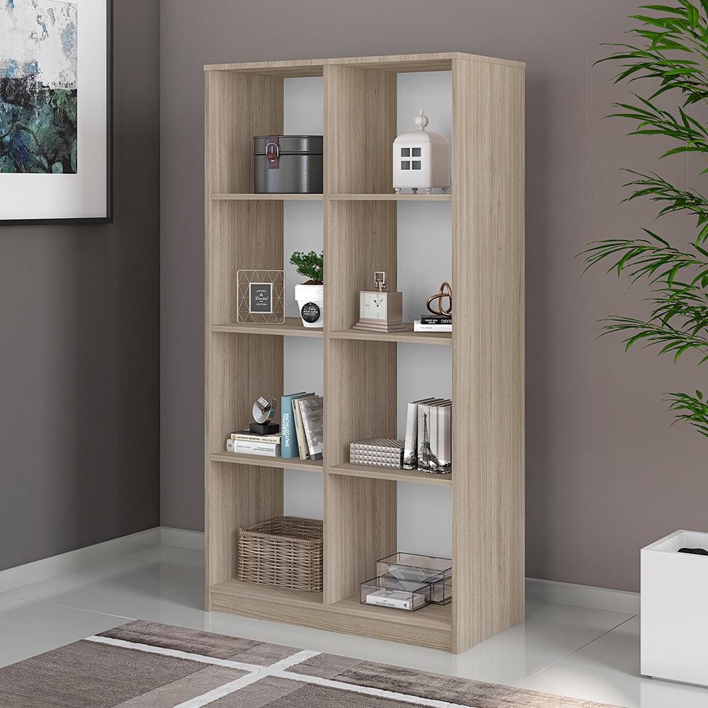Estante Livreiro Multiuso 8 Nichos Branco Side Caemmun em Oferta na Shopee
