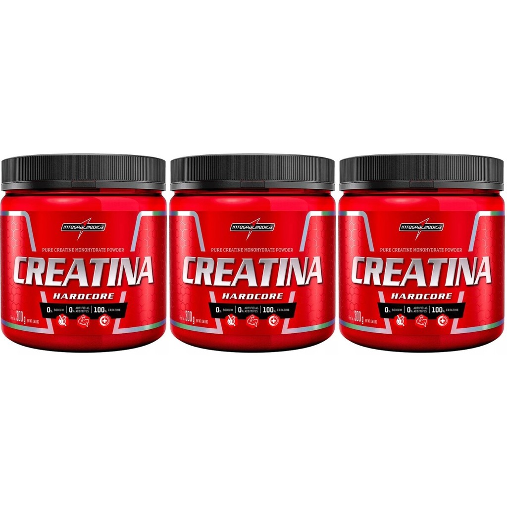 3x Creatina Hardcore 100% Pura 300g Integralmedica