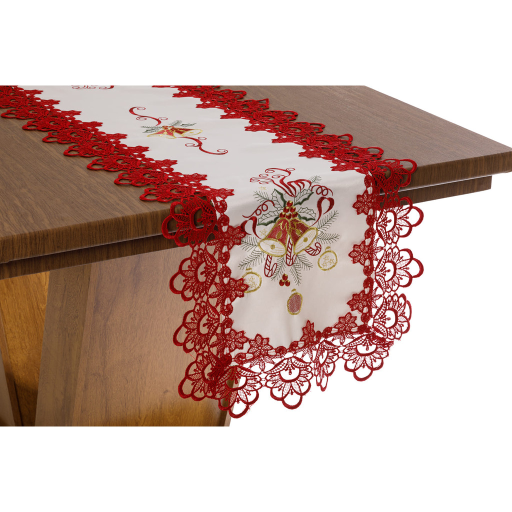 Caminho De Mesa Natalino Branco 40Cmx1,35M Rafimex