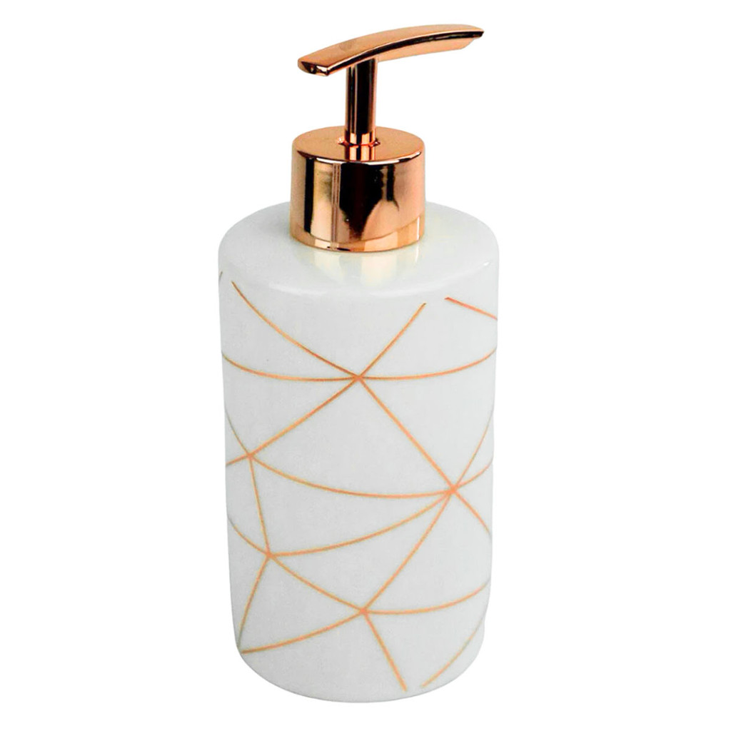 Saboneteira Lavabo Luxo Porcelana Gold Dispenser 320ml