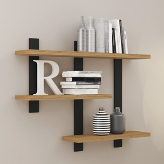 Nicho Estante com 3 Prateleiras Industrial 89,5cmx70cm Freijo Preto Fosco Pradel em Oferta na Shopee