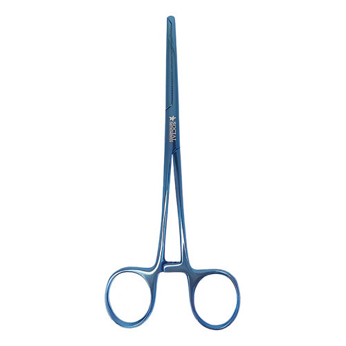 Pinça Kocher Dente Rato Reta Plasma Azul