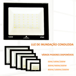 Refletor Ultra Led 50W 100W 200W 300W 400w Holofote Bivolt Ip65 Branco Frio em Oferta na Shopee