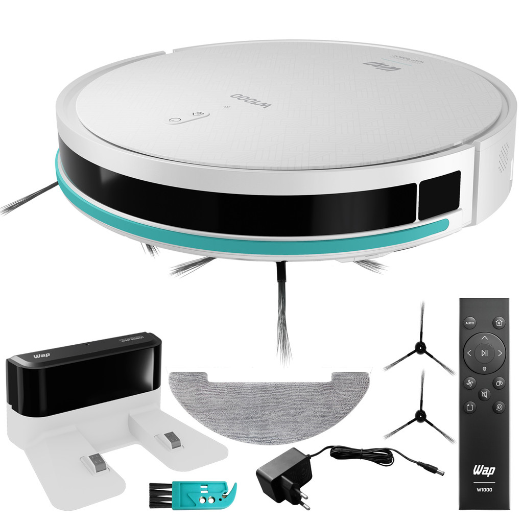 Robô Aspirador de Pó Inteligente Wap Robot W1000 Com Mapeamento Passa Pano Sensor Antiqueda