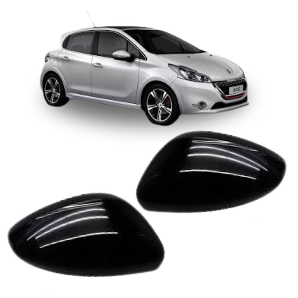 Par Capa Retrovisor Peugeot 208 2013 14 A 2022 Black Piano