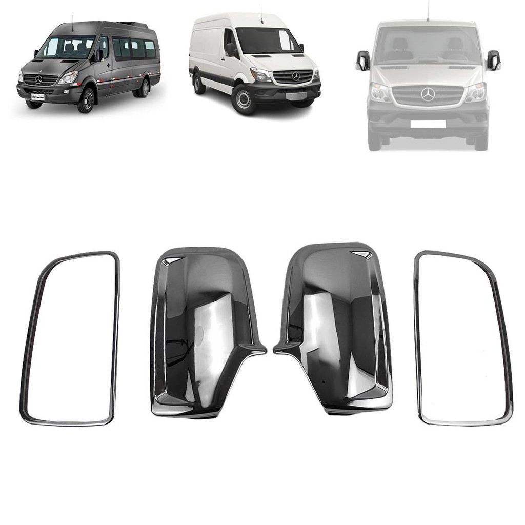 KIT CAPA DE RETROVISOR CROMADO SPRINTER 2012 A 2019 (MOLDURAS FRONTAL E TRASEIRA)