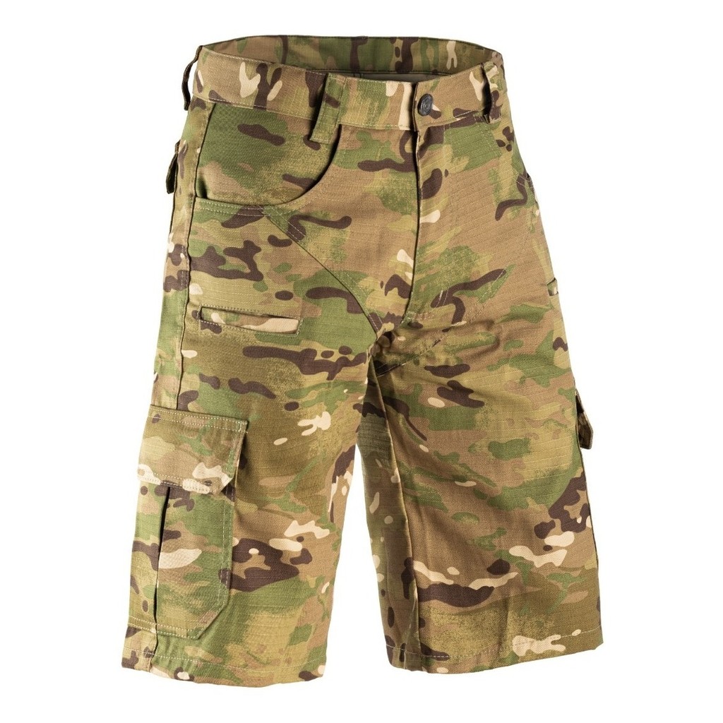 Bermuda Cargo Masculina Camuflada Multicam 8 Bolsos Reforçada Rip Stop