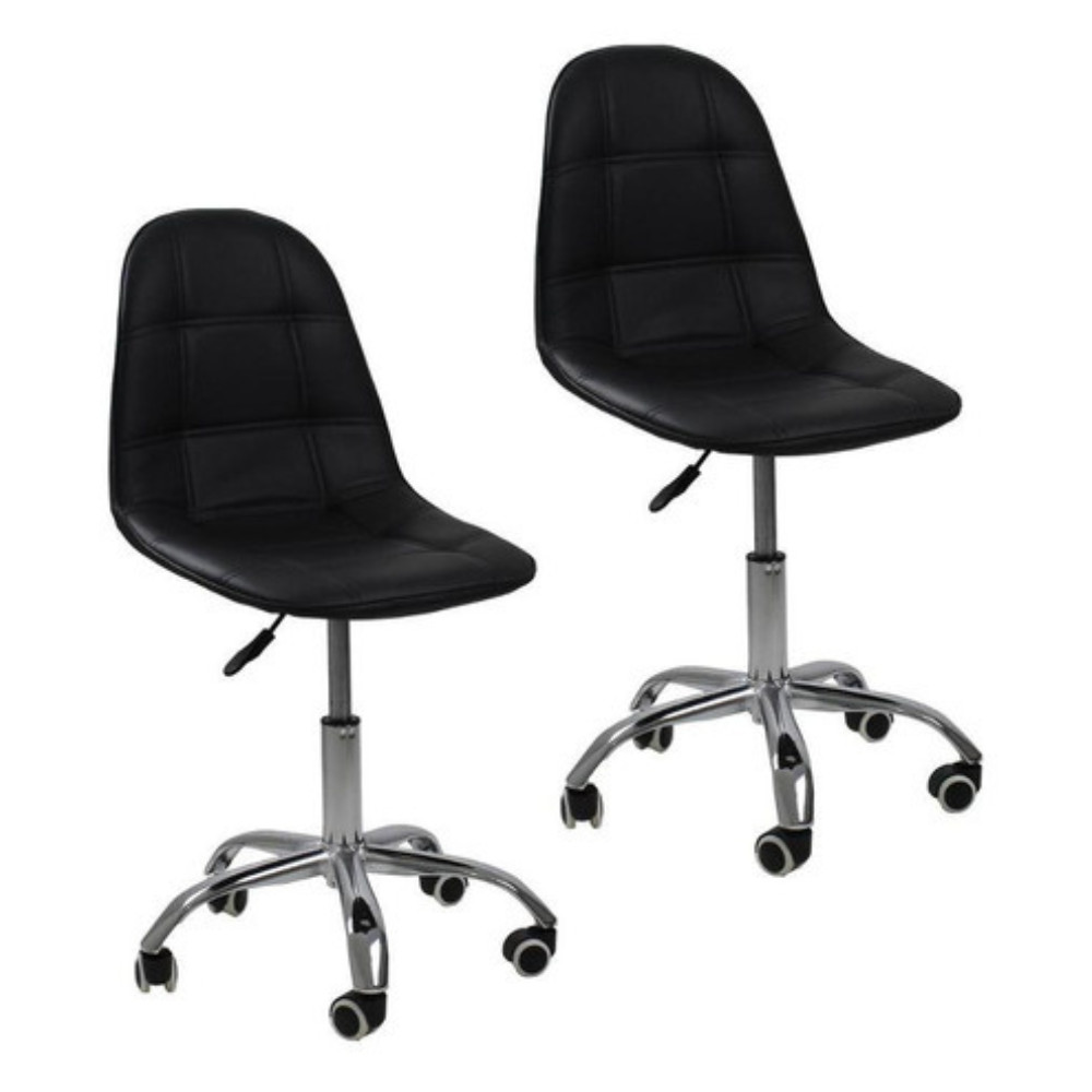 Kit 02 Cadeiras Office Eiffel Botonê Ajustável Base Giratória