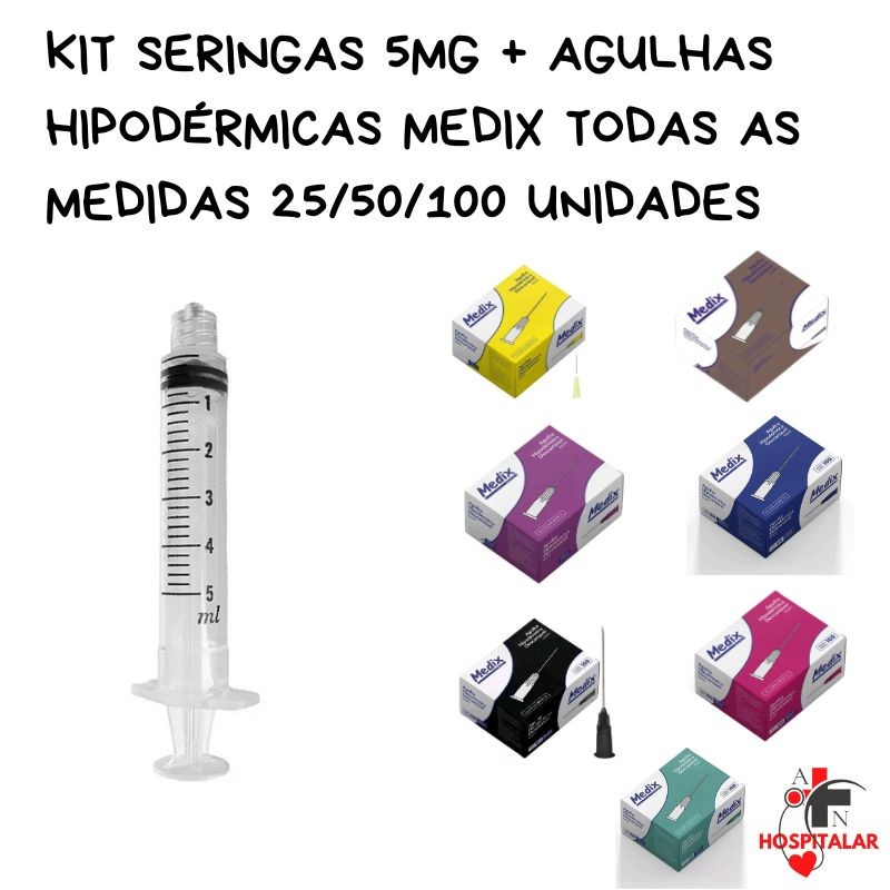 Kit Seringa 5ml Luer Lock + Agulhas Hipodérmicas medix em Oferta na Shopee