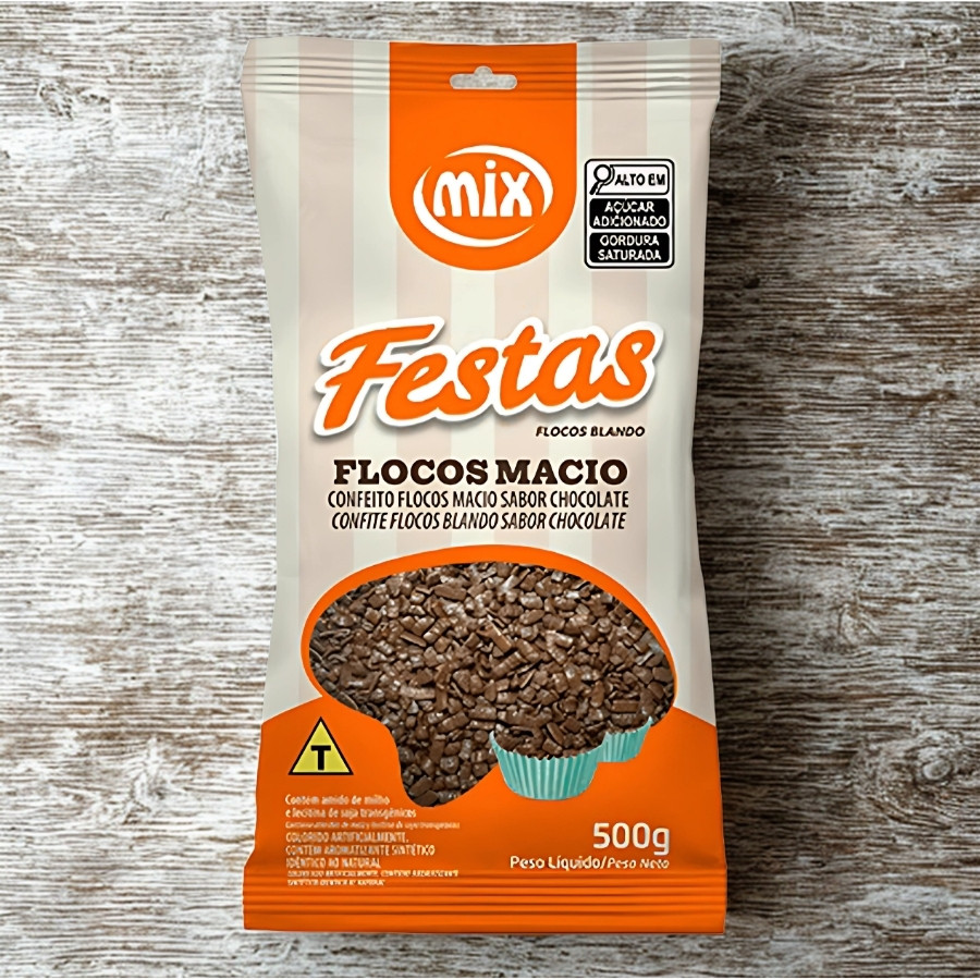 Confeito de Flocos Macio Sabor Chocolate Escuro - 500g - 1 unidade - Mix