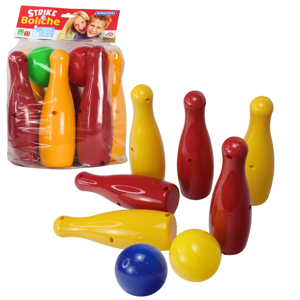 Brinquedo Strike Boliche Vermelho e Amarelo na Solapa 1030 - Brinquemix - Sports & Outdoors