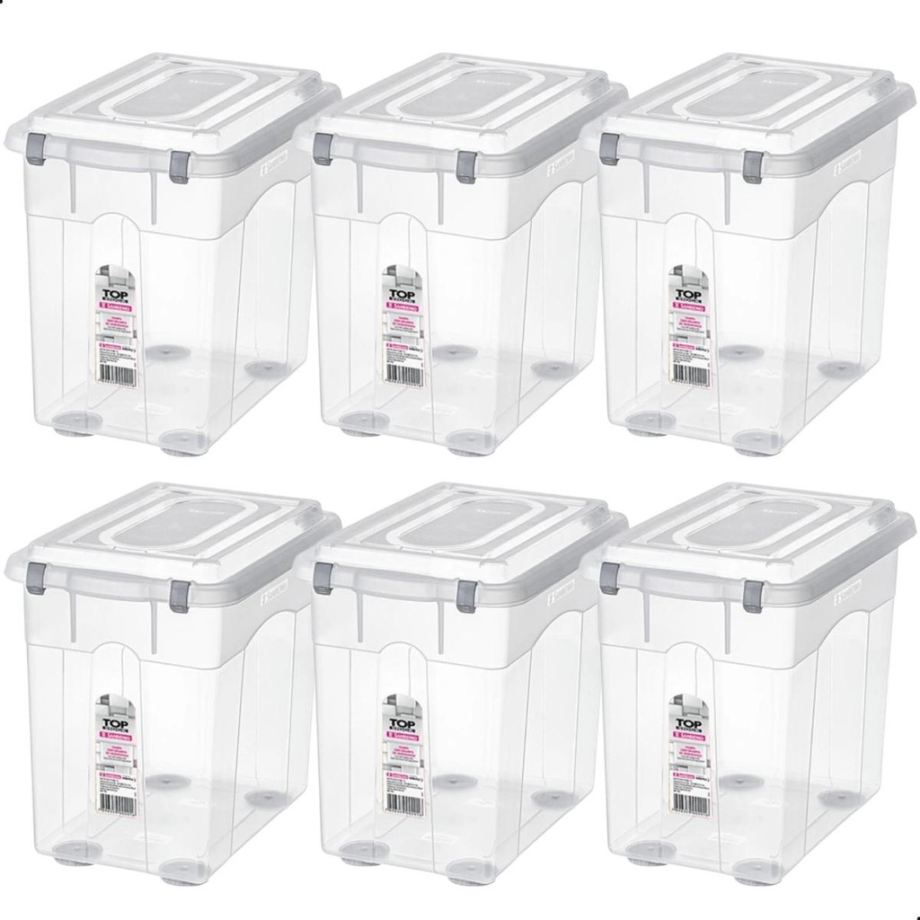 Kit 6 Caixas Organizadoras Transparentes 26,5L Top Stock Sanremo em Oferta na Shopee