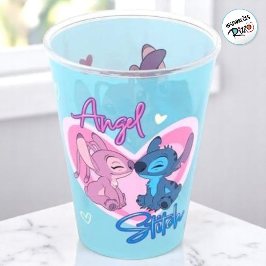 Copo de Plástico Stitch e Angel Love - 280ml - 1 unidade - Disney Original - Rizzo em Oferta na Shopee