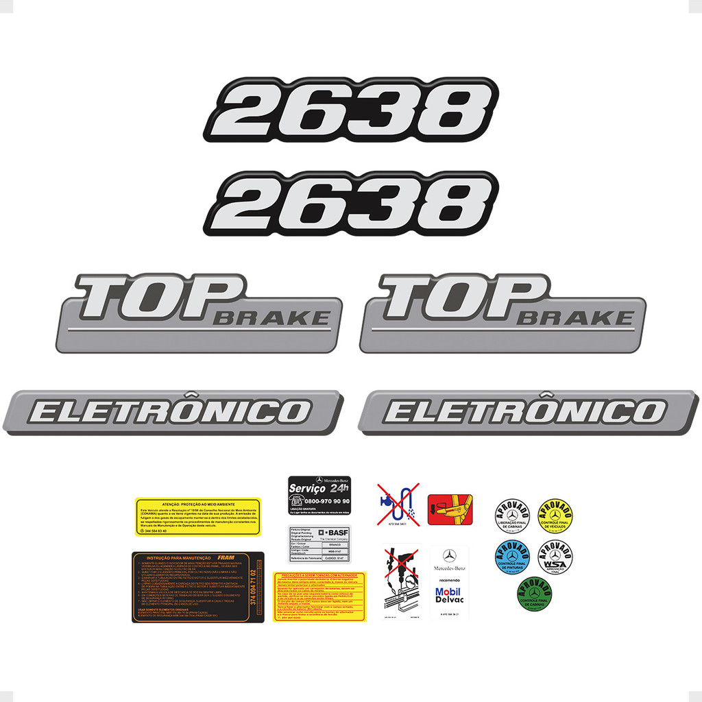 Kit Adesivos Caminhão 2638 MB Top Brake + Etiquetas Generico